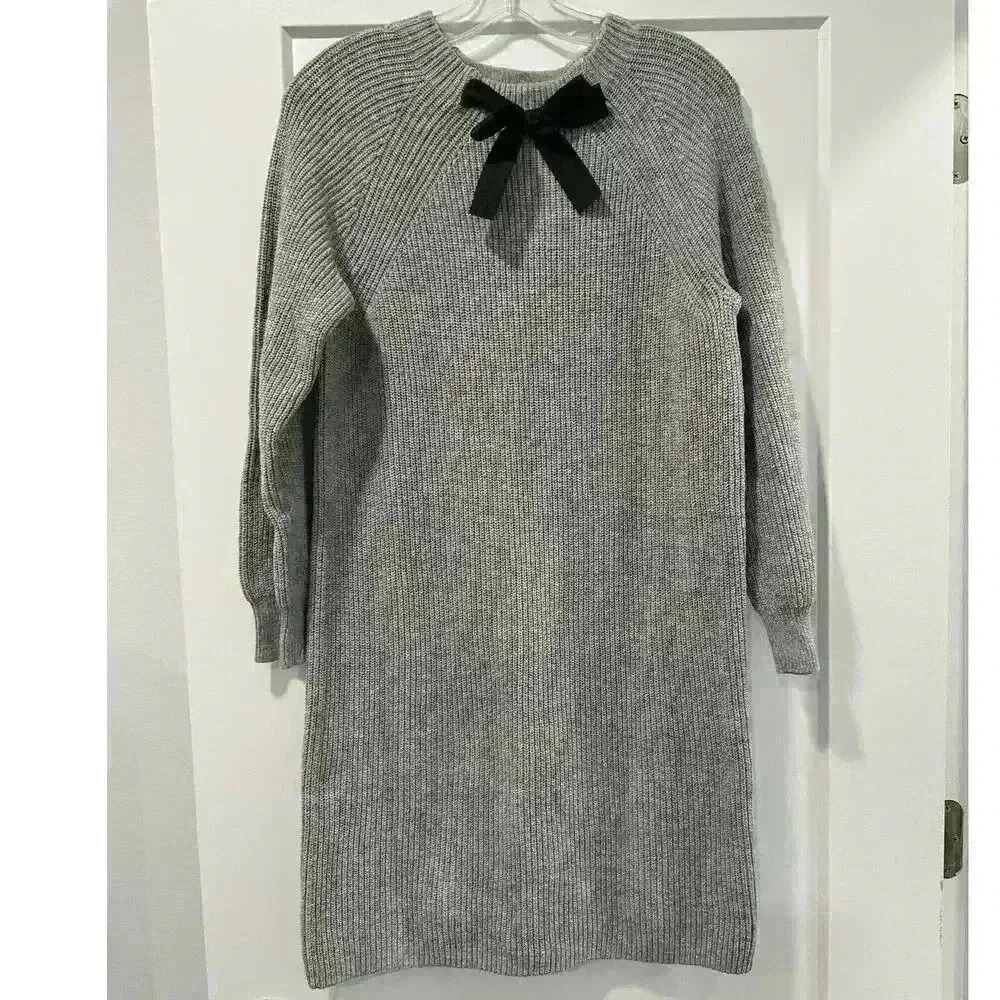 J.Crew Mercantile Wool Blend Sweater/Dress with Bow Size M